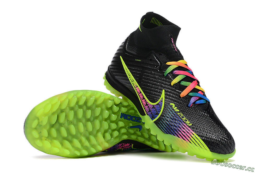 Unisex Nike Air Zoom Mercurial Superfly 9 Elite TF Artificial Turf High-Tops Football Shoes - Black/Green/Pink 4