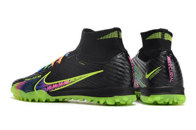 Unisex Nike Air Zoom Mercurial Superfly 9 Elite TF Artificial Turf High-Tops Football Shoes - Black/Green/Pink