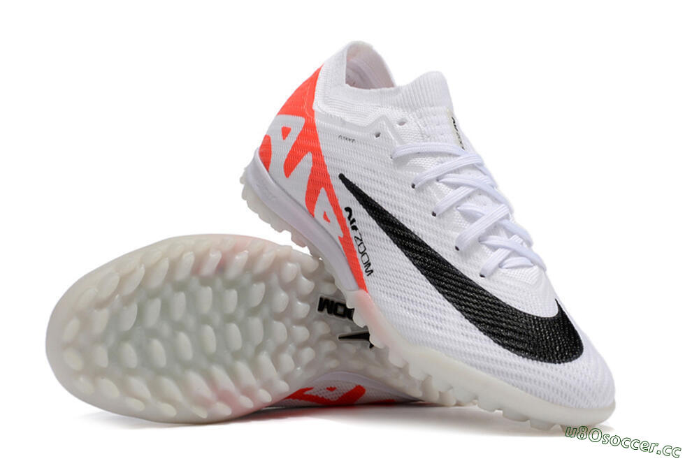 Men's Nike Air Zoom Mercurial Vapor 15 Elite TF Artificial Turf Low-Tops Football Shoes - White/Black/Red 4