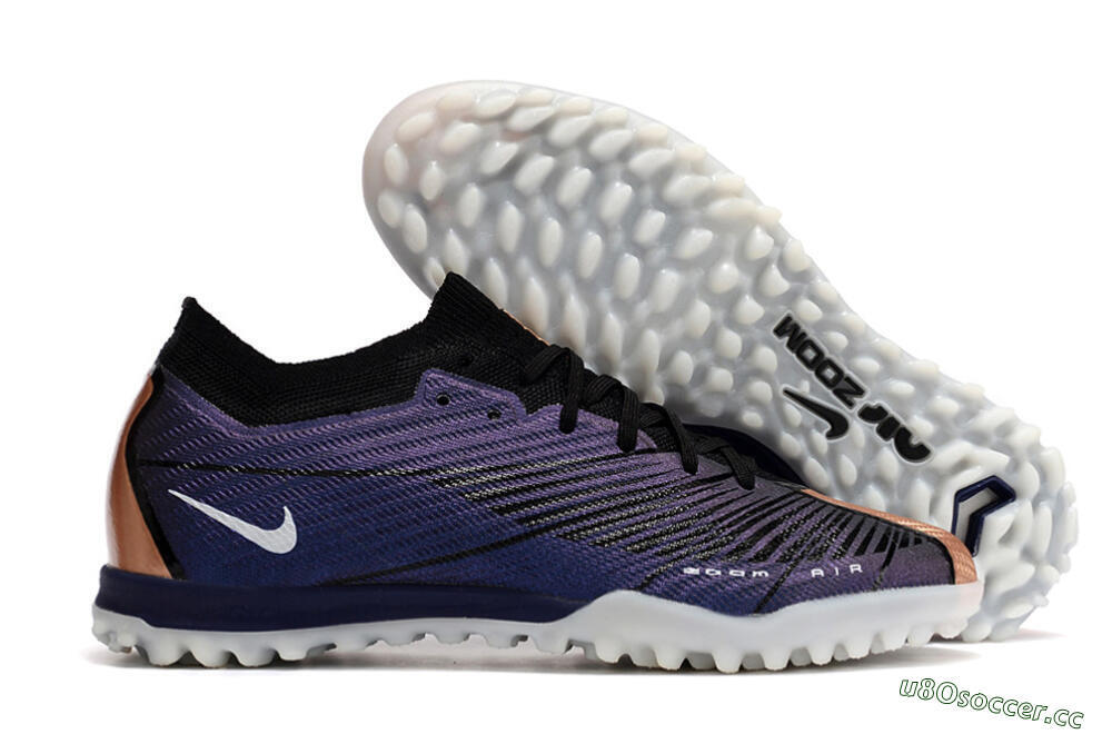 Men's Nike Air Zoom Mercurial Vapor 15 Elite TF Artificial Turf Low-Tops Football Shoes - Purple/Black 2