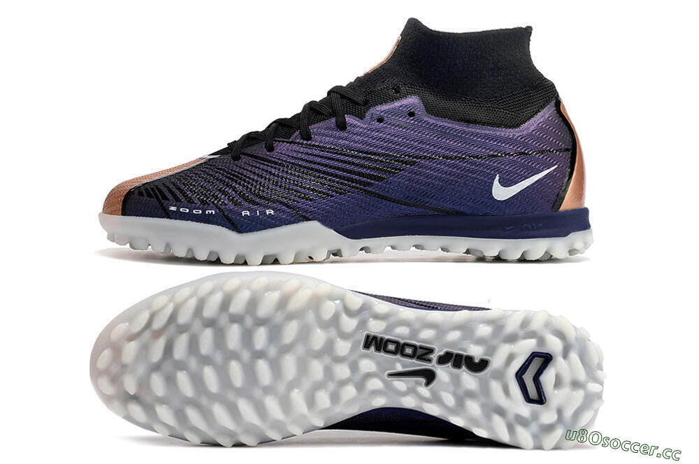 Unisex Nike Air Zoom Mercurial Superfly 9 Elite TF Artificial Turf High-Tops Football Shoes - Purple/Black 1