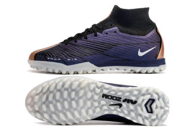 Unisex Nike Air Zoom Mercurial Superfly 9 Elite TF Artificial Turf High-Tops Football Shoes - Purple/Black