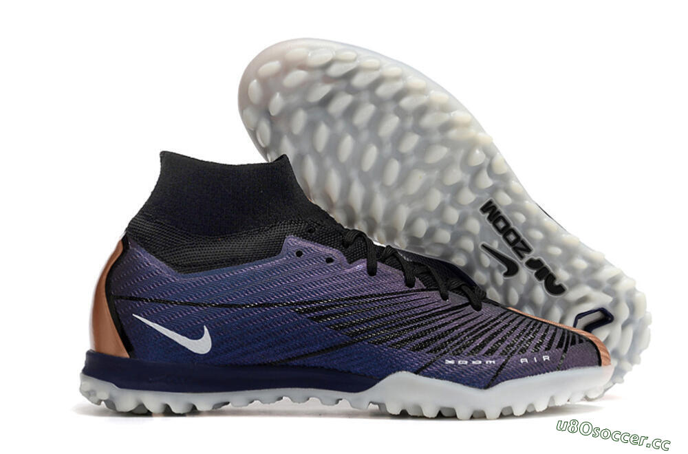 Unisex Nike Air Zoom Mercurial Superfly 9 Elite TF Artificial Turf High-Tops Football Shoes - Purple/Black 2