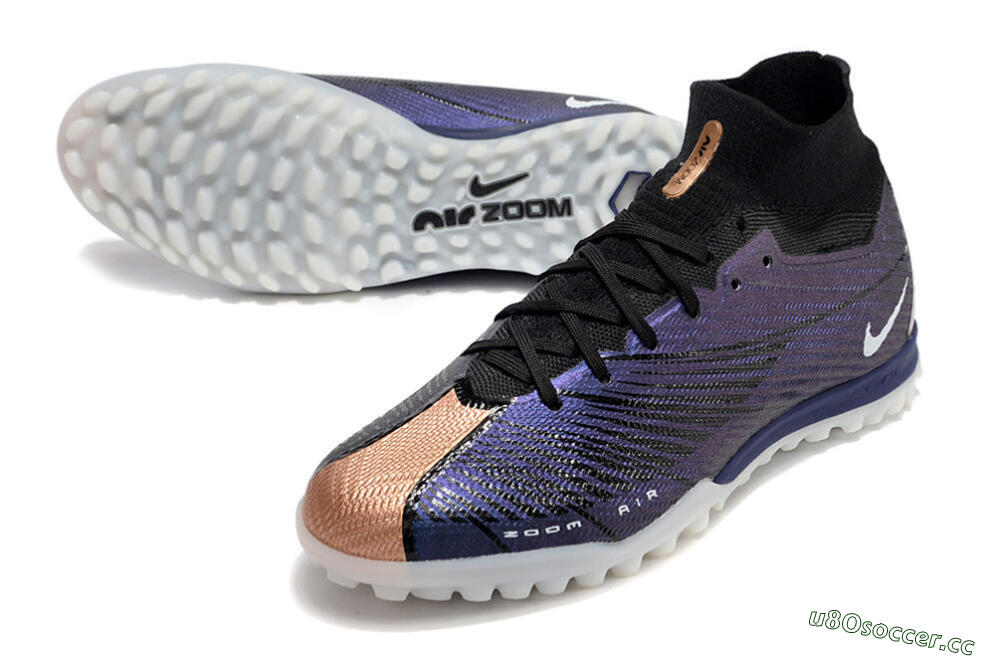 Unisex Nike Air Zoom Mercurial Superfly 9 Elite TF Artificial Turf High-Tops Football Shoes - Purple/Black 3