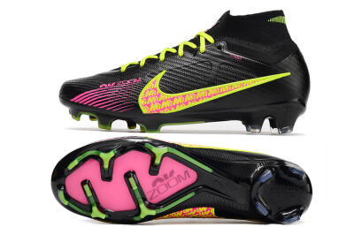 Men's Nike Air Zoom Mercurial Superfly 9 Elite FG Firm Ground High-Tops Football Boots - Black/Yellow/Pink