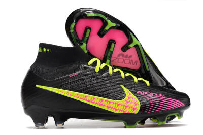 Men's Nike Air Zoom Mercurial Superfly 9 Elite FG Firm Ground High-Tops Football Boots - Black/Yellow/Pink