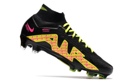 Men's Nike Air Zoom Mercurial Superfly 9 Elite FG Firm Ground High-Tops Football Boots - Black/Yellow/Pink