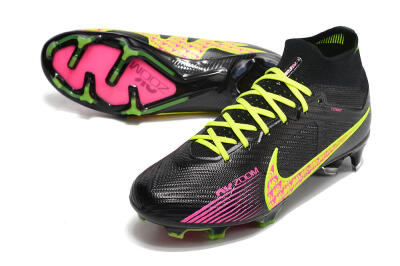 Men's Nike Air Zoom Mercurial Superfly 9 Elite FG Firm Ground High-Tops Football Boots - Black/Yellow/Pink