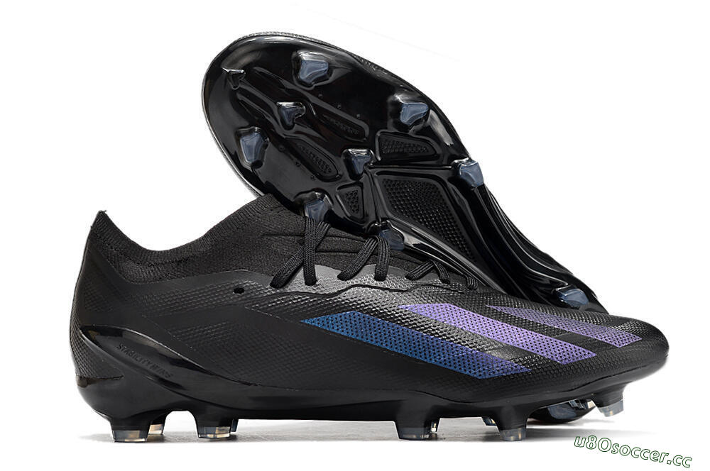 Men's Adidas x Speedportal.1 FG Firm Ground Low-Tops Football Boots - Black/Blue 2