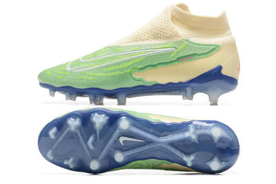 Men's Nike Phantom GX Elite DF FG Firm Ground High-Tops Football Boots - Green/Beige/Blue