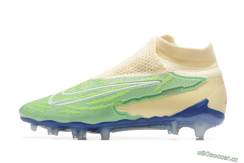 Men's Nike Phantom GX Elite DF FG Firm Ground High-Tops Football Boots - Green/Beige/Blue 0