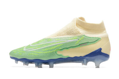 Men's Nike Phantom GX Elite DF FG Firm Ground High-Tops Football Boots - Green/Beige/Blue