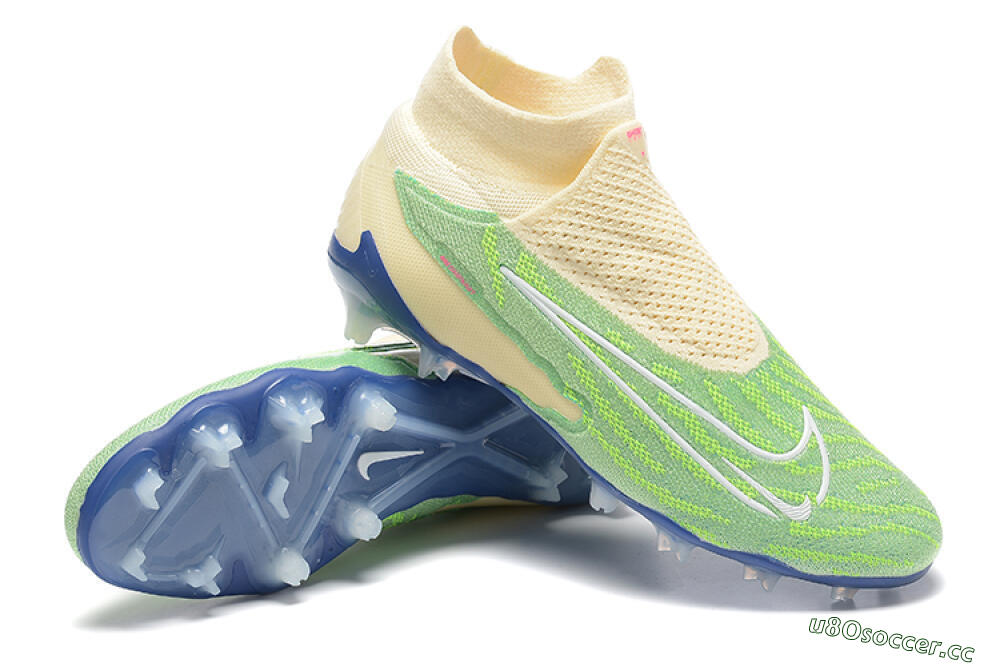 Men's Nike Phantom GX Elite DF FG Firm Ground High-Tops Football Boots - Green/Beige/Blue 4