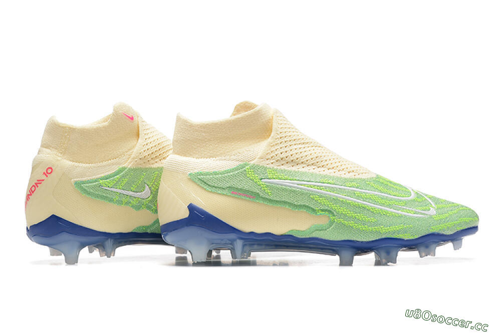 Men's Nike Phantom GX Elite DF FG Firm Ground High-Tops Football Boots - Green/Beige/Blue 8