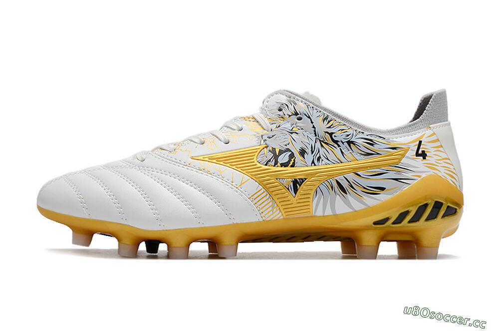 Men's Mizuno Morelia Neo 3 FG Firm Ground Low-Tops Football Boots - White/Black/Gold 0