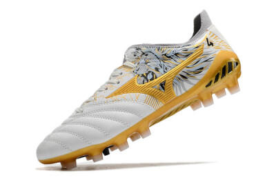 Men's Mizuno Morelia Neo 3 FG Firm Ground Low-Tops Football Boots - White/Black/Gold