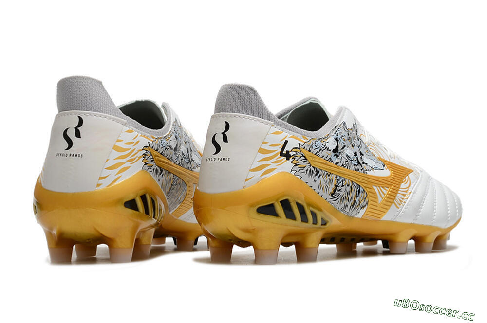 Men's Mizuno Morelia Neo 3 FG Firm Ground Low-Tops Football Boots - White/Black/Gold 8