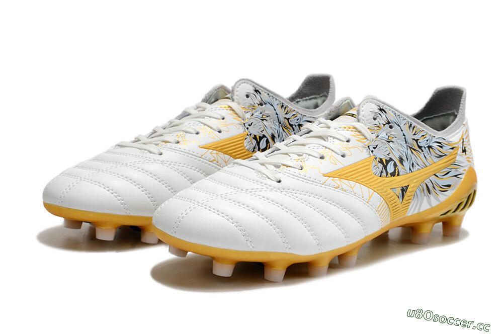 Men's Mizuno Morelia Neo 3 FG Firm Ground Low-Tops Football Boots - White/Black/Gold 9