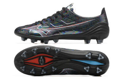 Men's Mizuno Alpha Made In Japan FG Firm Ground Low-Tops Football Boots - Black/Red