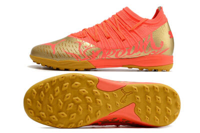 Men's Puma Future Z 1.3 Instinct TF Artificial Turf Low-Tops Football Shoes - Red/Gold