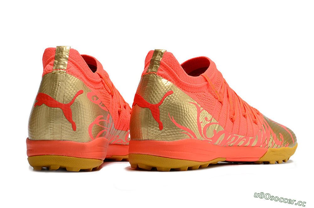Men's Puma Future Z 1.3 Instinct TF Artificial Turf Low-Tops Football Shoes - Red/Gold 8