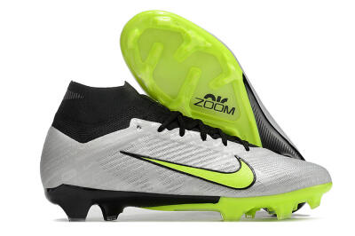 Men's Nike Air Zoom Mercurial Superfly 9 Elite FG Firm Ground High-Tops Football Boots - Grey/Yellow/Black