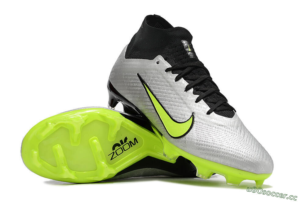 Men's Nike Air Zoom Mercurial Superfly 9 Elite FG Firm Ground High-Tops Football Boots - Grey/Yellow/Black 3