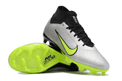 Men's Nike Air Zoom Mercurial Superfly 9 Elite FG Firm Ground High-Tops Football Boots - Grey/Yellow/Black