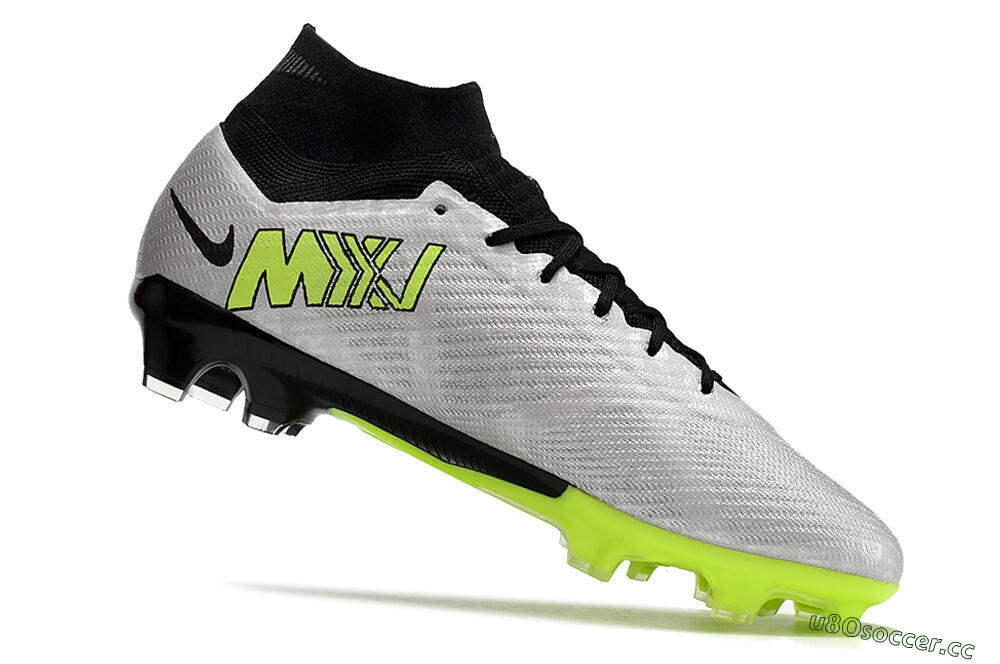 Men's Nike Air Zoom Mercurial Superfly 9 Elite FG Firm Ground High-Tops Football Boots - Grey/Yellow/Black 4
