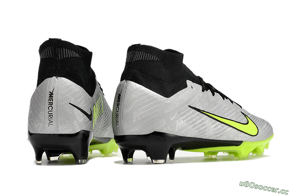 Men's Nike Air Zoom Mercurial Superfly 9 Elite FG Firm Ground High-Tops Football Boots - Grey/Yellow/Black 6