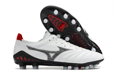 Men's Mizuno Morelia Neo 3 Made in Japan FG Firm Ground Low-Tops Football Boots - White/Black/Red