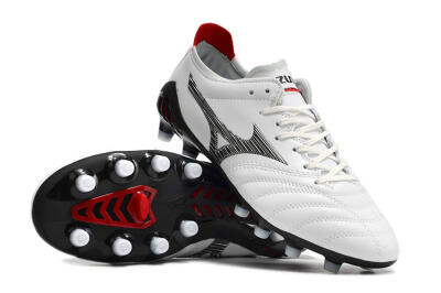 Men's Mizuno Morelia Neo 3 Made in Japan FG Firm Ground Low-Tops Football Boots - White/Black/Red