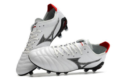 Men's Mizuno Morelia Neo 3 Made in Japan FG Firm Ground Low-Tops Football Boots - White/Black/Red
