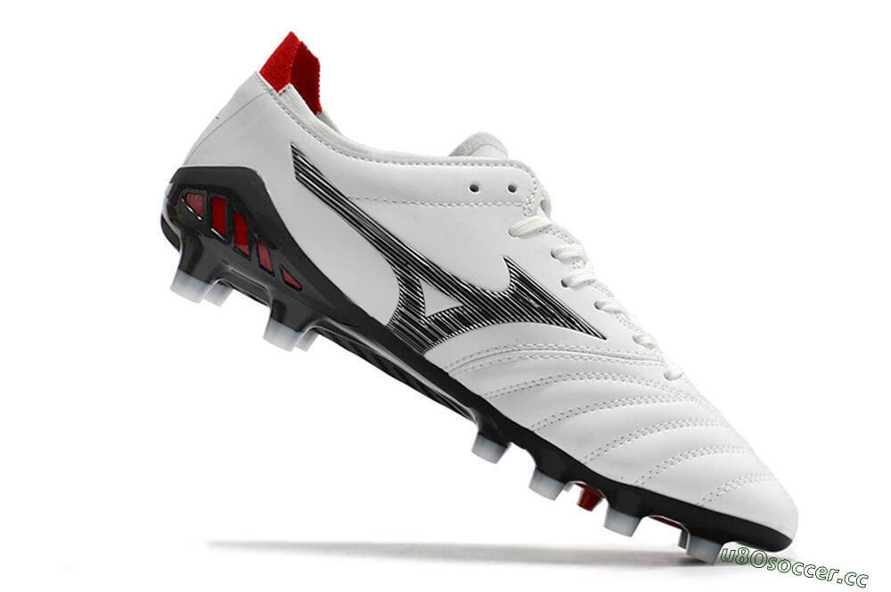 Men's Mizuno Morelia Neo 3 Made in Japan FG Firm Ground Low-Tops Football Boots - White/Black/Red 6