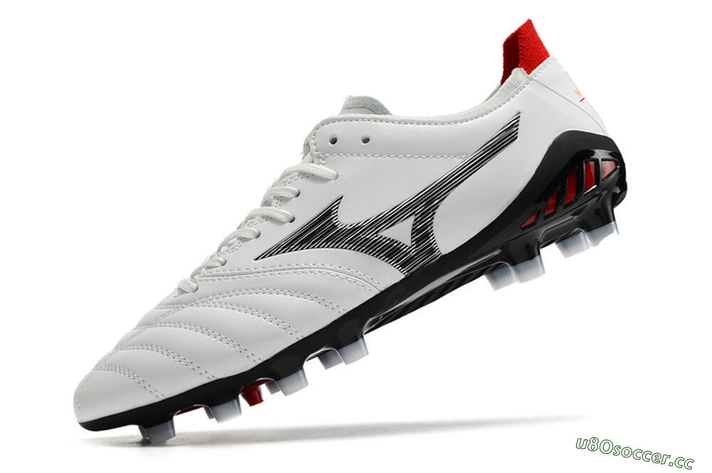 Men's Mizuno Morelia Neo 3 Made in Japan FG Firm Ground Low-Tops Football Boots - White/Black/Red 7