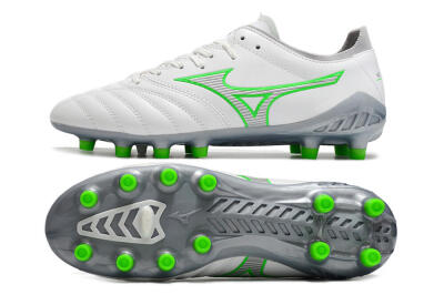 Men's Mizuno Morelia Neo 3 Made in Japan FG Firm Ground Low-Tops Football Boots - White/Green