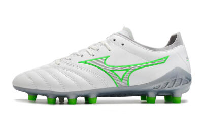 Men's Mizuno Morelia Neo 3 Made in Japan FG Firm Ground Low-Tops Football Boots - White/Green