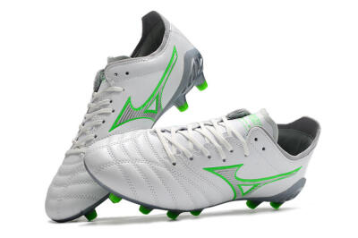 Men's Mizuno Morelia Neo 3 Made in Japan FG Firm Ground Low-Tops Football Boots - White/Green