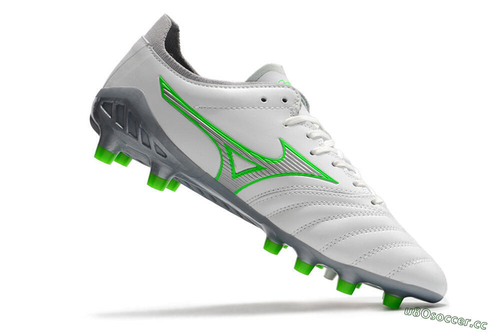 Men's Mizuno Morelia Neo 3 Made in Japan FG Firm Ground Low-Tops Football Boots - White/Green 6