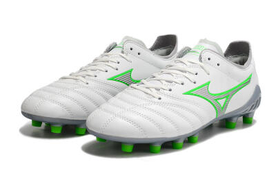 Men's Mizuno Morelia Neo 3 Made in Japan FG Firm Ground Low-Tops Football Boots - White/Green