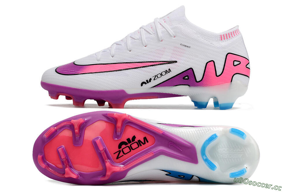 Unisex Nike Air Zoom Mercurial Vapor 15 Elite FG Firm Ground Low-Tops Football Boots - White/Pink/Purple 1