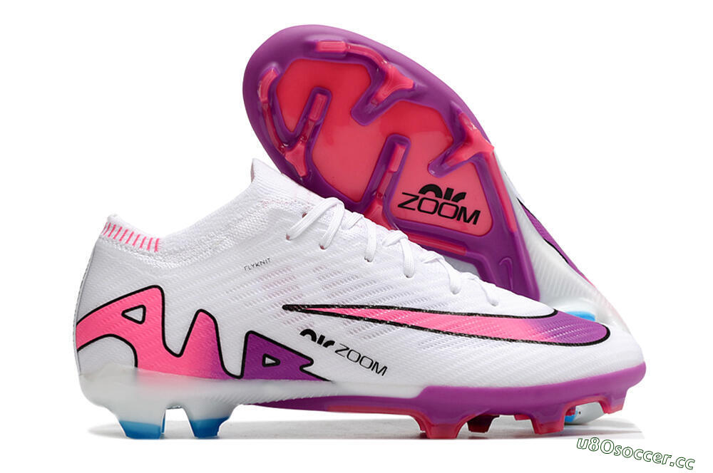 Unisex Nike Air Zoom Mercurial Vapor 15 Elite FG Firm Ground Low-Tops Football Boots - White/Pink/Purple 2