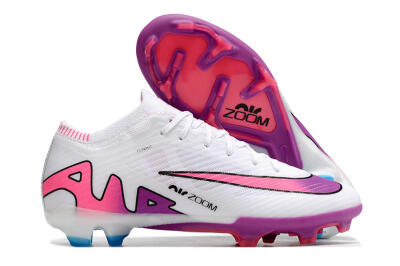 Unisex Nike Air Zoom Mercurial Vapor 15 Elite FG Firm Ground Low-Tops Football Boots - White/Pink/Purple