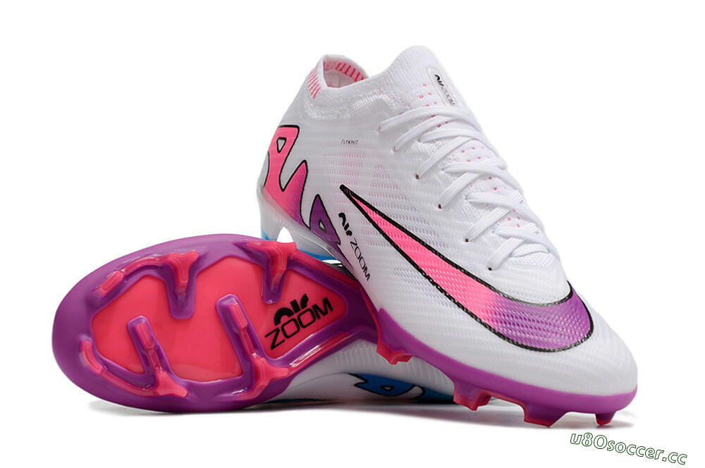 Unisex Nike Air Zoom Mercurial Vapor 15 Elite FG Firm Ground Low-Tops Football Boots - White/Pink/Purple 3