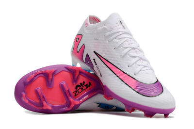 Unisex Nike Air Zoom Mercurial Vapor 15 Elite FG Firm Ground Low-Tops Football Boots - White/Pink/Purple