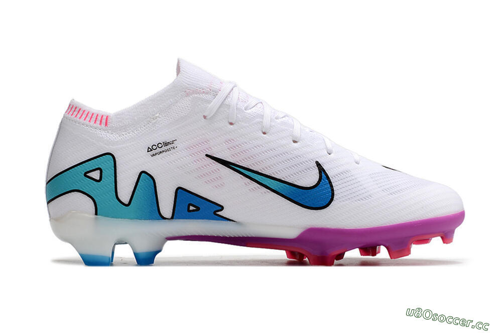 Unisex Nike Air Zoom Mercurial Vapor 15 Elite FG Firm Ground Low-Tops Football Boots - White/Pink/Purple 5