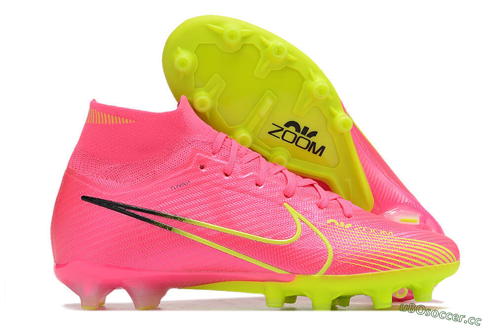 Unisex Nike Zoom Superfly 9 Elite SE AG Artificial Grass High-Tops Football Boots - Pink/Green 2