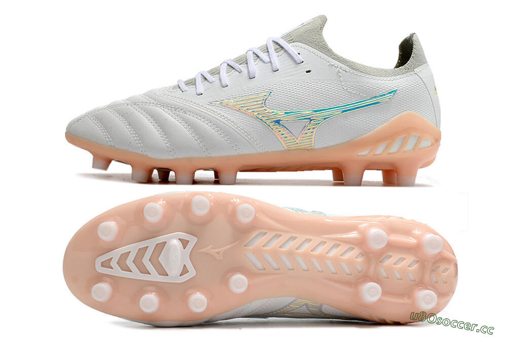 Men's Mizuno Morelia Neo 3 FG Firm Ground Low-Tops Football Boots - White/Blue/Pink 1
