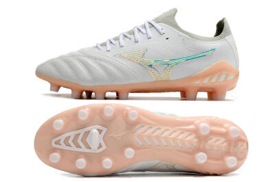 Men's Mizuno Morelia Neo 3 FG Firm Ground Low-Tops Football Boots - White/Blue/Pink
