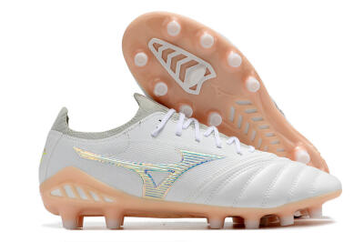 Men's Mizuno Morelia Neo 3 FG Firm Ground Low-Tops Football Boots - White/Blue/Pink